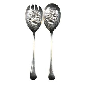 Berry Salad Serving Spoon Set of 2‎ Silverplate Kings Pattern Sheffield England